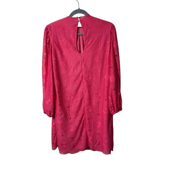 Trina Turk Hot Pink Textured Shift Dress With Circle Design & Keyhole Back size - Picture 4 of 6